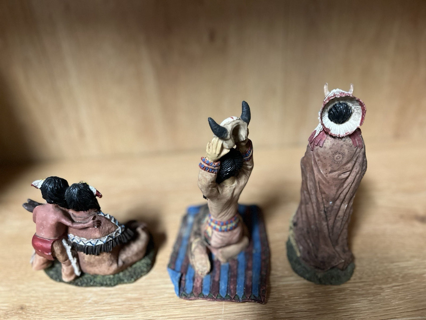 Native American India Family Figurine Details Decoration,hand paint 3 In Lot