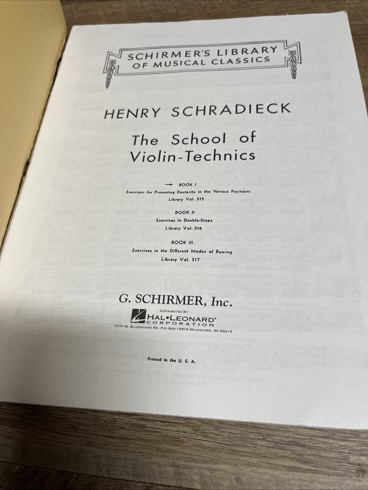 School of Violin Technics Book 1 Schirmer’s Library Of Music Classics Vol 515