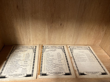 3pc Wood Octavo Series Christmas Carols Music Sheet No 7059-9, 7490-6, 1932/1941