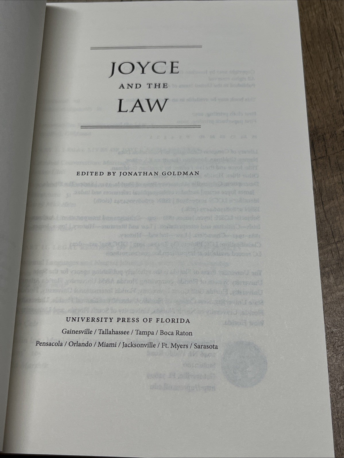 Joyce and the Law, Jonathan Goldman,  1st Paperback Edition Like New Used