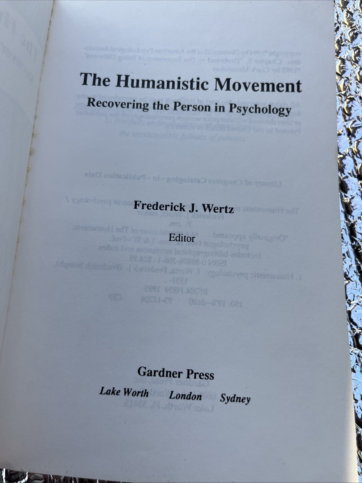 Frederick J. Wertz The Humanistic Movement: Recovering the Person in Psychology
