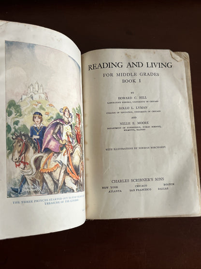 Reading and Living for Middle Grades Book One hill lyman Moore 1930 Sell As it I