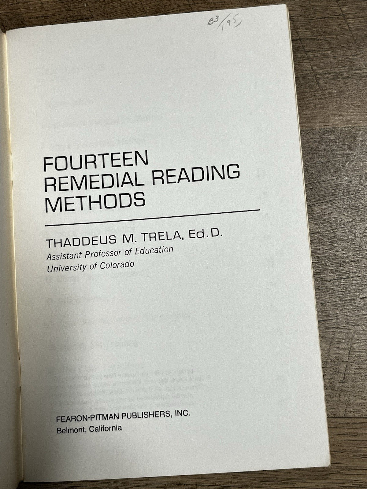 Fourteen Remedial Reading Methods Thaddeus Trela 1967 Fearon Teacher-Aid Book