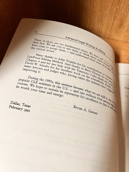 Advance Legal Writing & Editing by Bryan A Garner (2001)