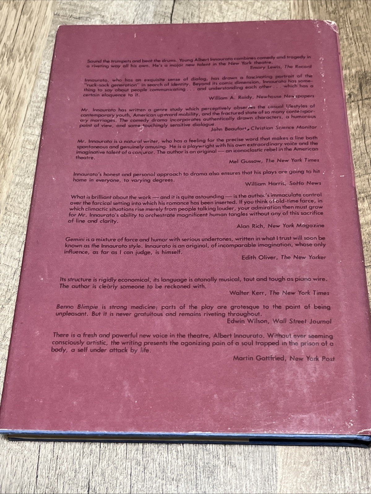 TWO PLAYS BY Albert Innaurato - GEMINI THE TRANSFIGURATION OF BENNO BLIMPIE 1978