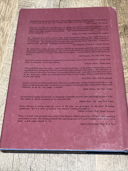 TWO PLAYS BY Albert Innaurato - GEMINI THE TRANSFIGURATION OF BENNO BLIMPIE 1978