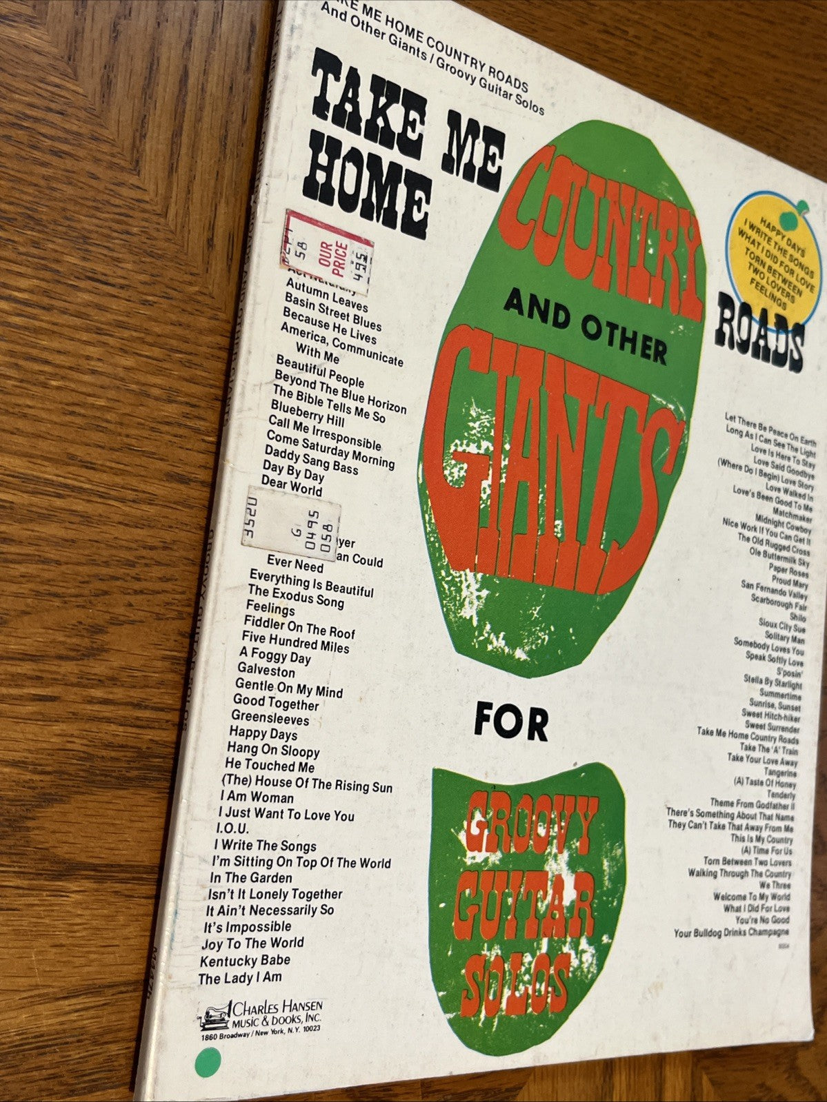 Country Giants Groovy Guitar Solos Music Book Take Me Home Country Roads Vintage