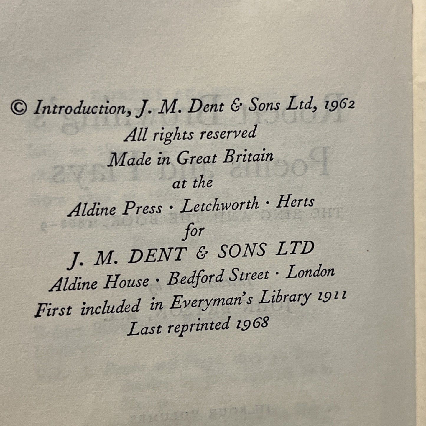 Robert Browning THE RING AND THE BOOK Everyman's Library Everyman's Library 1968