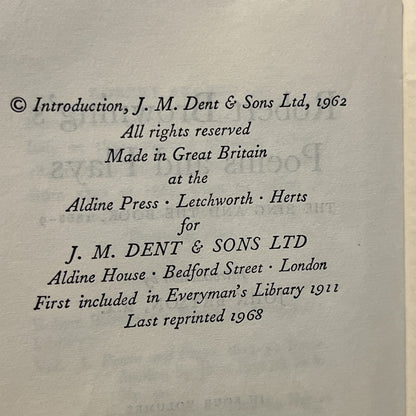 Robert Browning THE RING AND THE BOOK Everyman's Library Everyman's Library 1968