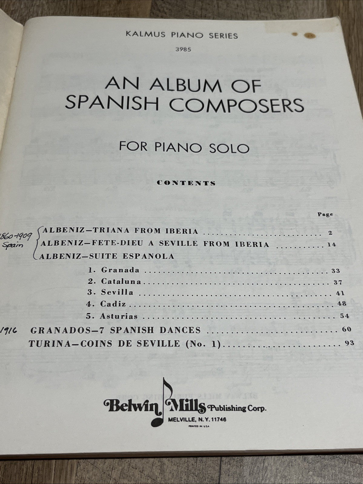 KALMUS PIANO SERIES AN ALBUM OF SPANISH COMPOSERS FOR PIANO SOLO Sinforia 15