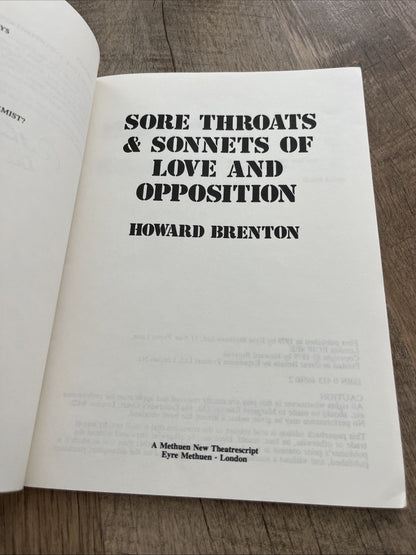 Howard Brenton SORE THROATS & SONNETS OF LOVE AND OPPOSITION 1st Ed. SC Book
