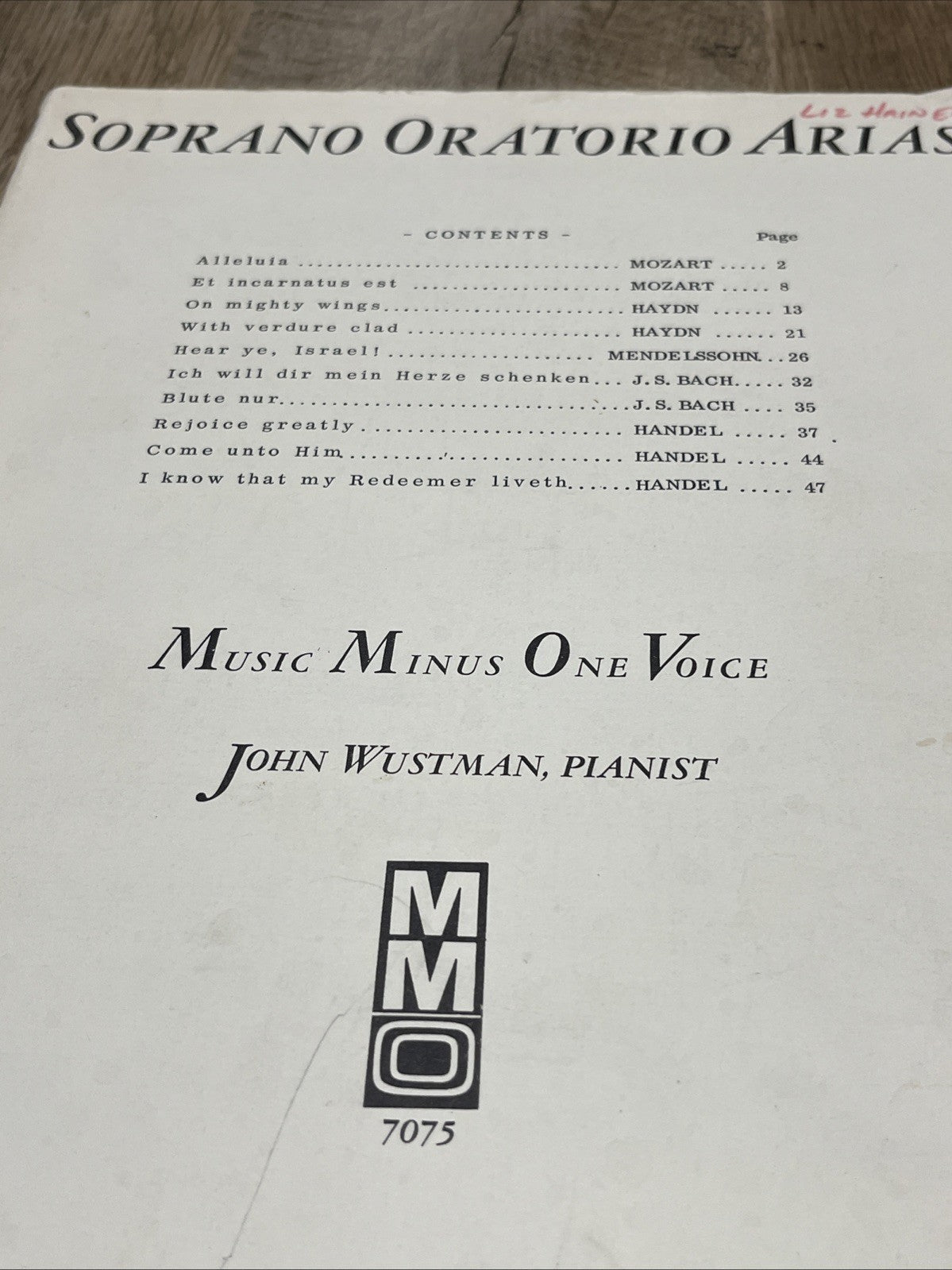 Soprano Oratorio Arias Music Minus One Voice John Wustman, Pianist