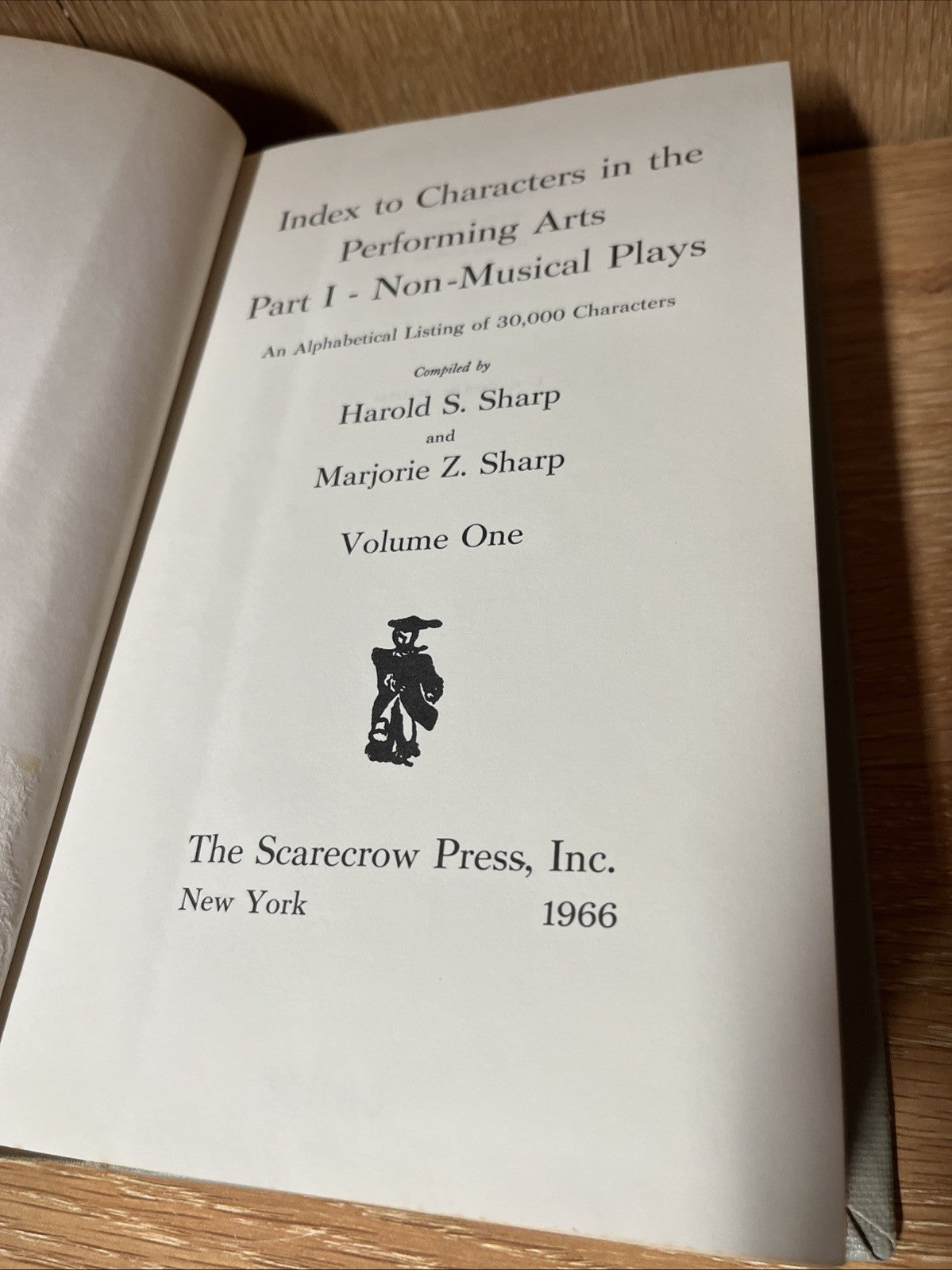 Index to Characters in the Performing Arts Vol 1 - 2 HAROLD S sharp, MARJORIE Z