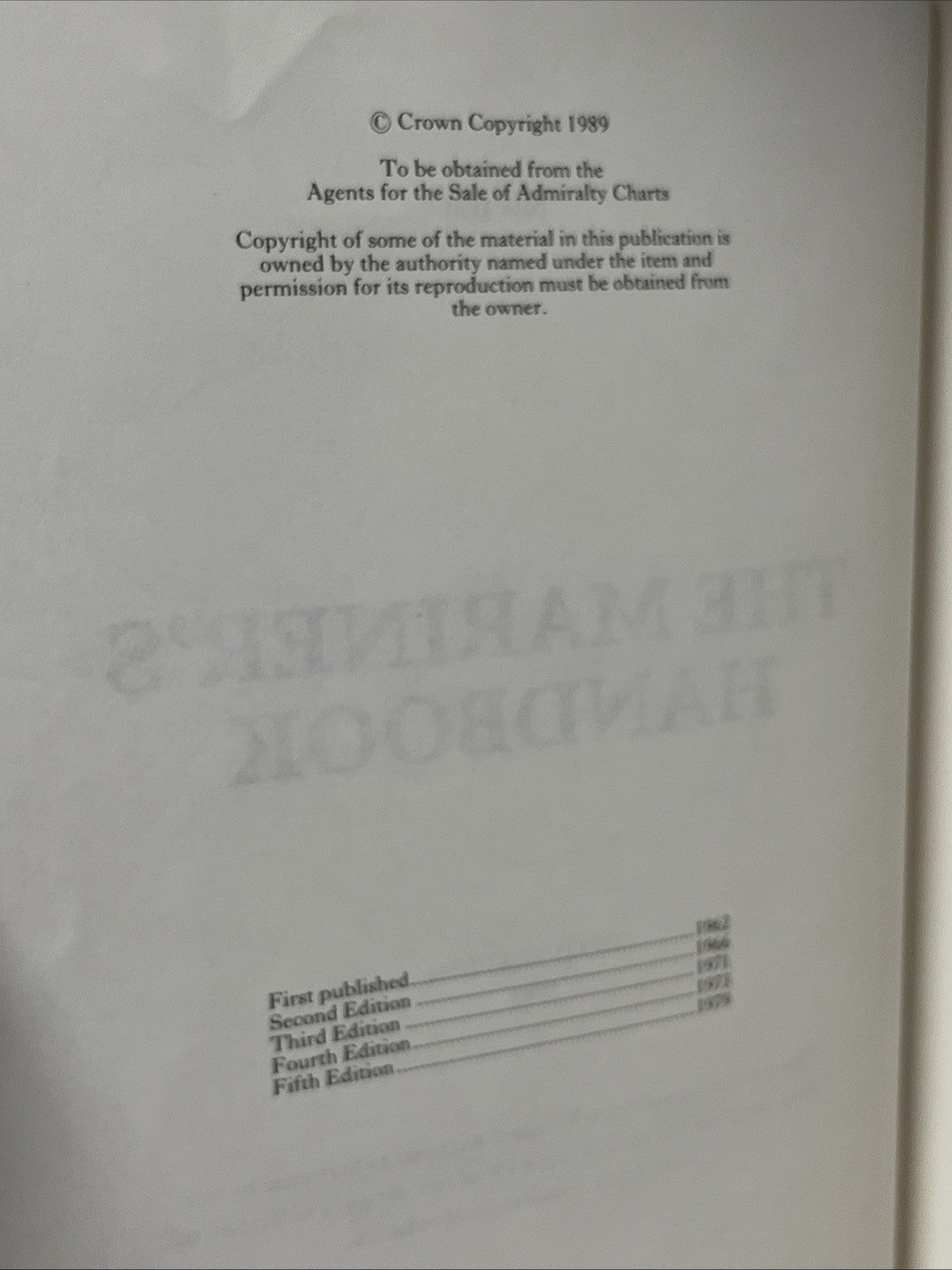 THE MARINER'S HANDBOOK 6th Edition 1989