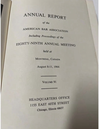 Reports Of American Bar Association Volume 91 ( 1966 )