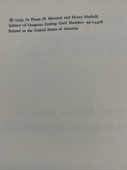 THE LICHTENBERG READER: SELECTED WRITINGS OF GEORG CHRISTOPH LICHTENBERG (1959)