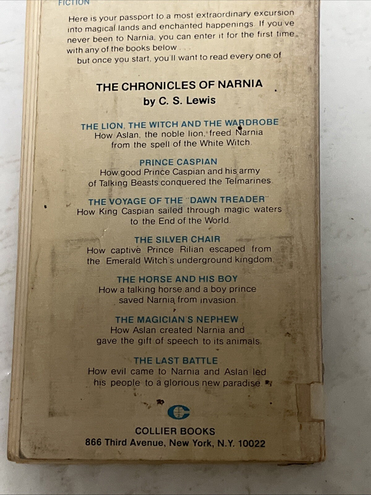 The Chronicles of Narnia Book CS Lewis 1, 2, 3, 5, & 6 Collier Books 1970s