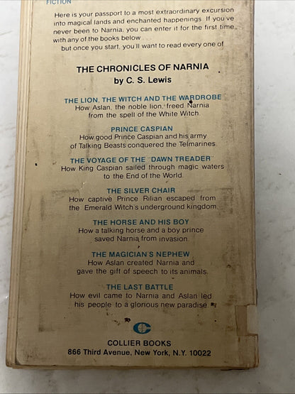 The Chronicles of Narnia Book CS Lewis 1, 2, 3, 5, & 6 Collier Books 1970s