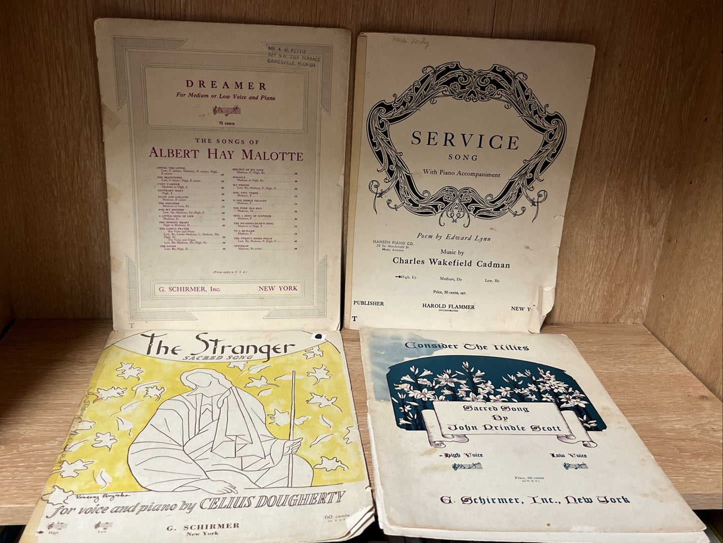 Vintage Music Sheets 4 Lot 1921/1928/1929/1955 Collectible Dreamer, Service Song