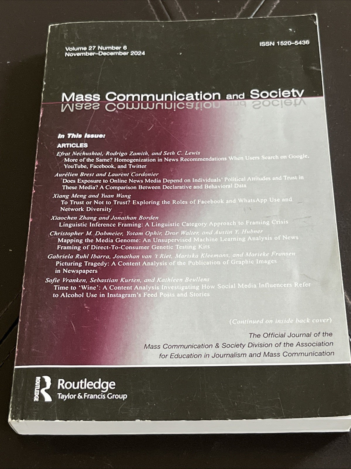 International Mass Communication and Society Volume 27 Number 6 , ISSN 1520-5436