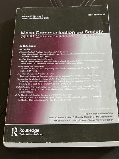 International Mass Communication and Society Volume 27 Number 6 , ISSN 1520-5436