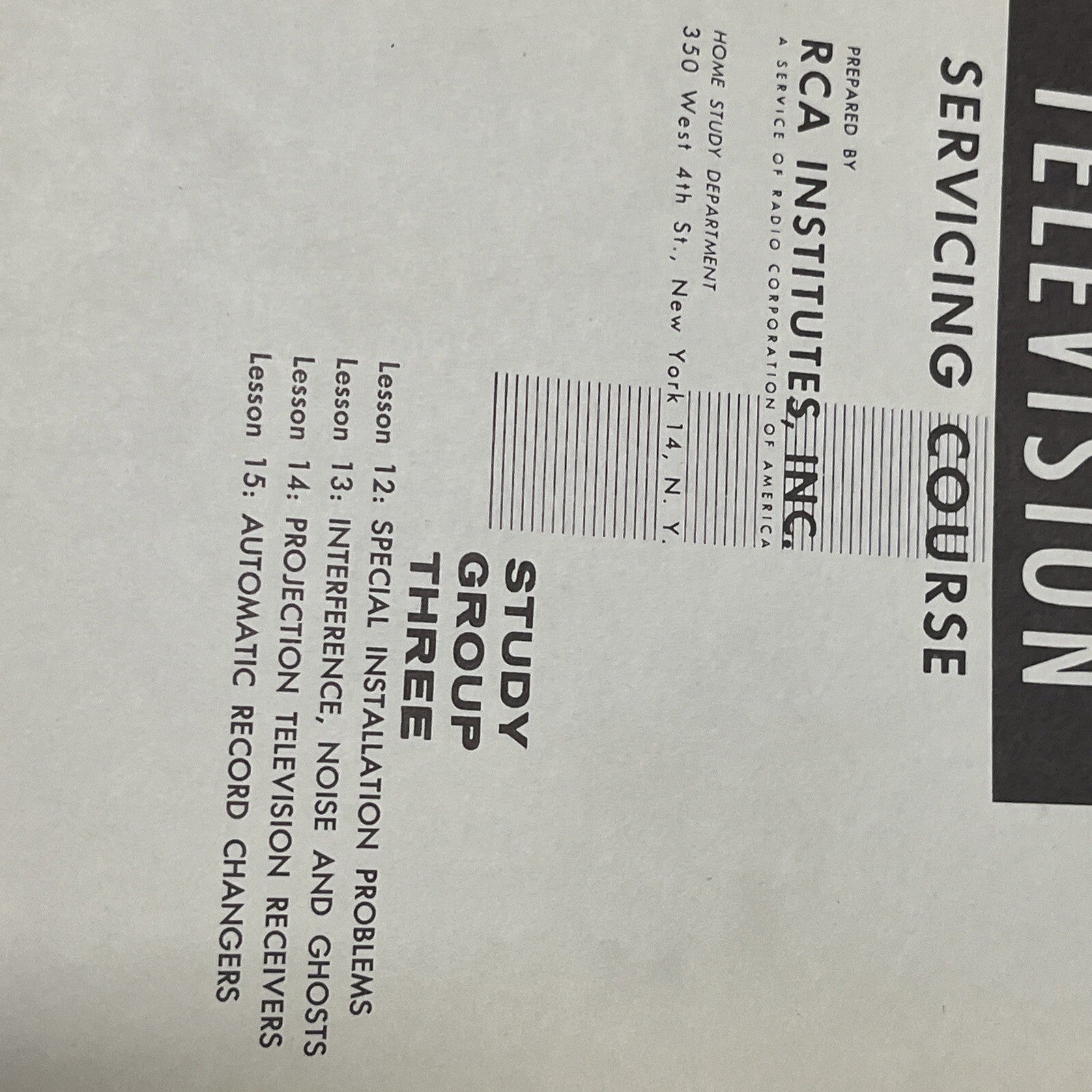 RCA Home Study Television Servicing Course, Study Group 3, Unit 9, Unit 6