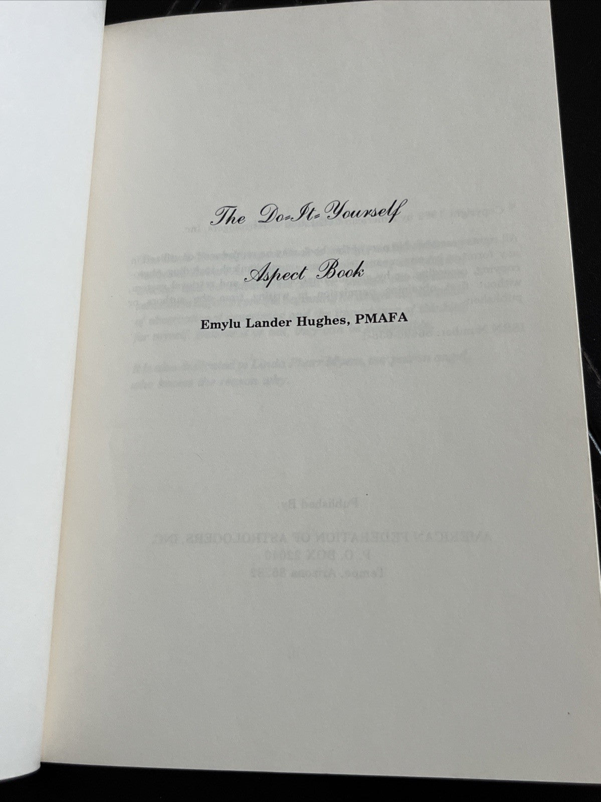 DO-IT-YOURSELF ASPECT BOOK By Emylu L. Hughes