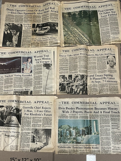 Elvis Presley Newspaper Death Memphis Press, 1977, AUG - 17, 18, 19, 21, 25 & 26