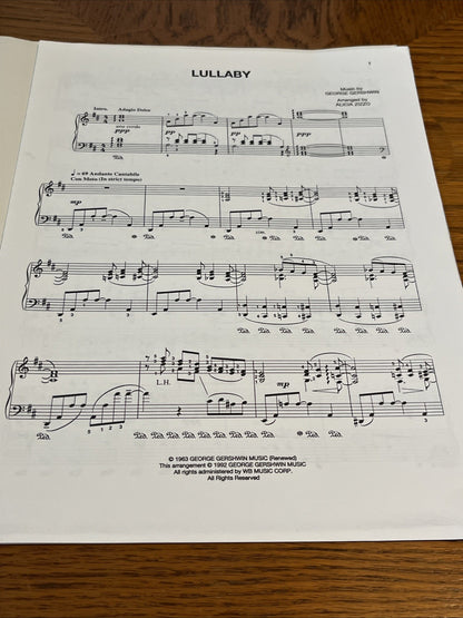 GEOGE GERSHWIN LULLABY Sheet Music PIANO SOLO 1992