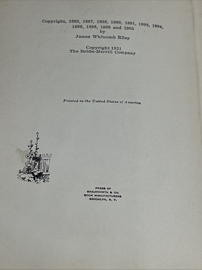 Riley Farm Rhymes Book 1921 James Whitcomb Riley
