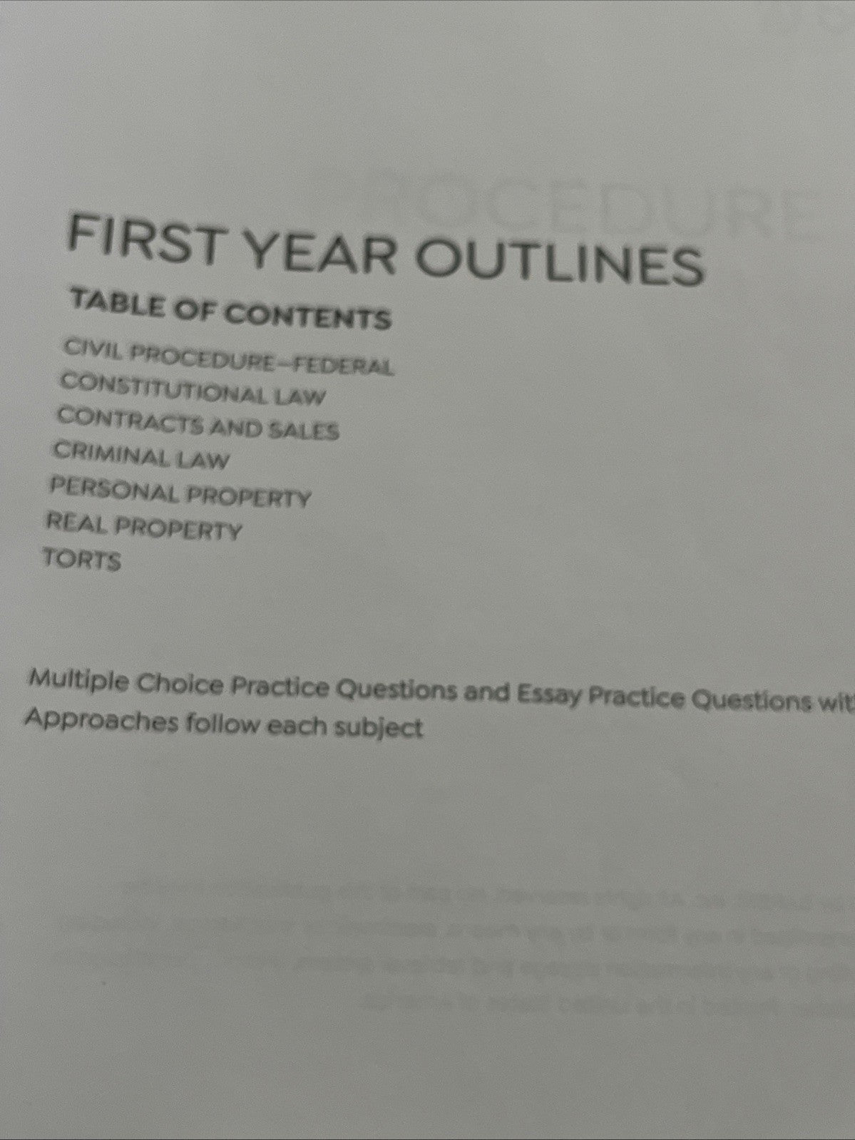 Barbri 1L Outline First Year Outlines Civil Procedure,Constitutional Law & More