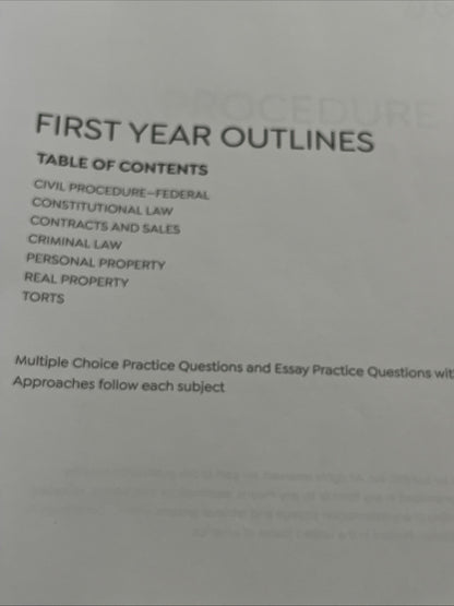 Barbri 1L Outline First Year Outlines Civil Procedure,Constitutional Law & More