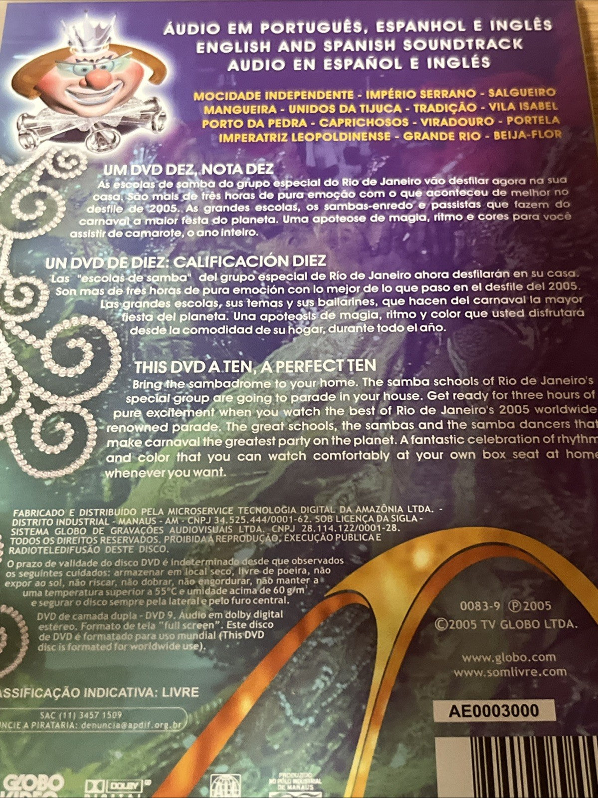 Portuges carnival dvd Rio De Janeiro , All Regions (DVD, 3 Discs)