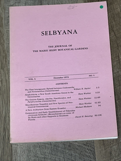 SELBYANA The Journal Of The Marie Selby Botanical Gardens Lot of 11  ( 1970s/80s