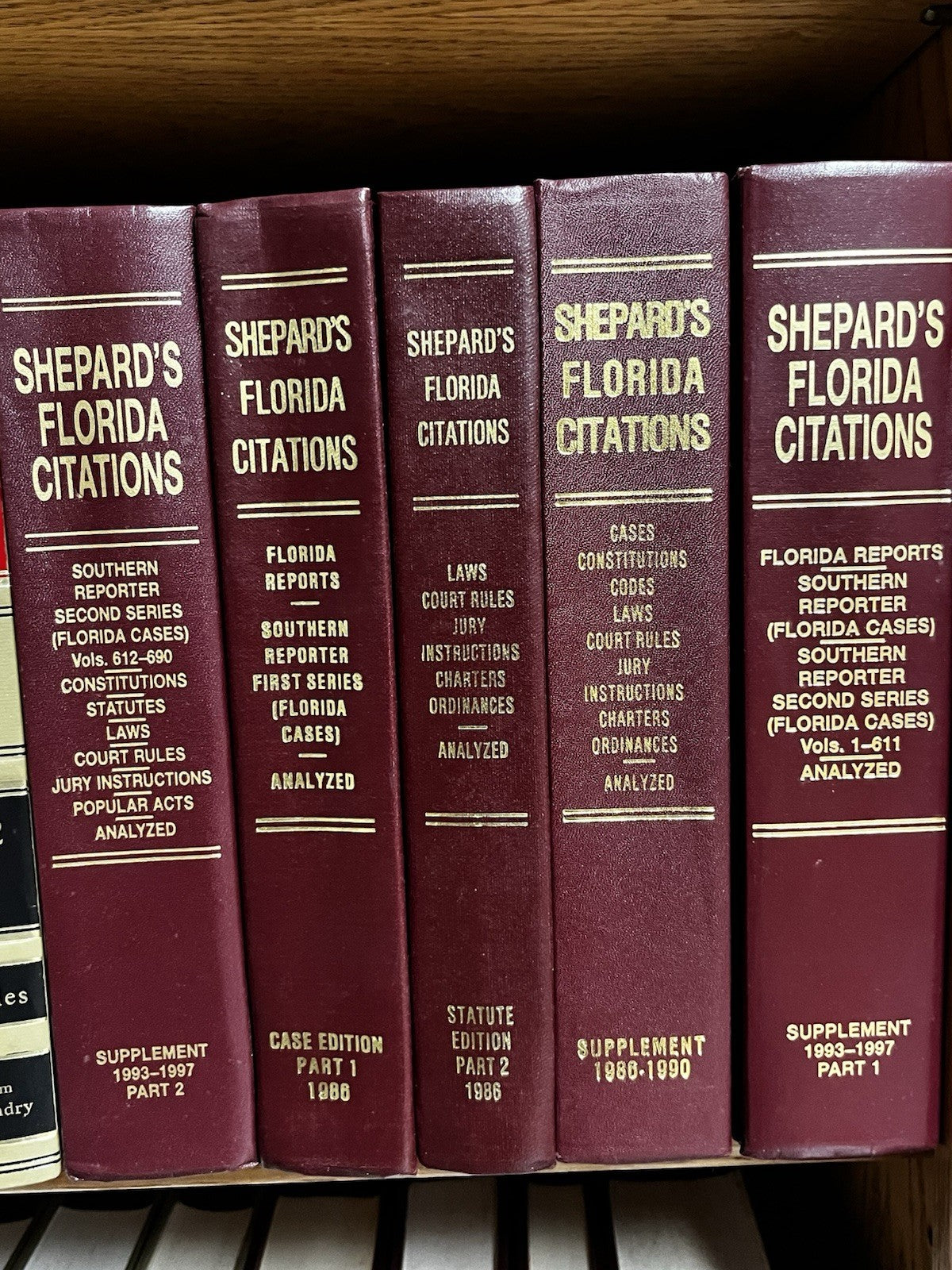Lot of 5 Shepard’s Florida Citations, All Florida Cases, Analyzed, Case Edition