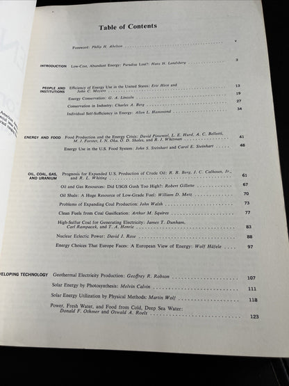 Energy: Use,Conservation, and supply : a special Science compendium AAAS Abelson