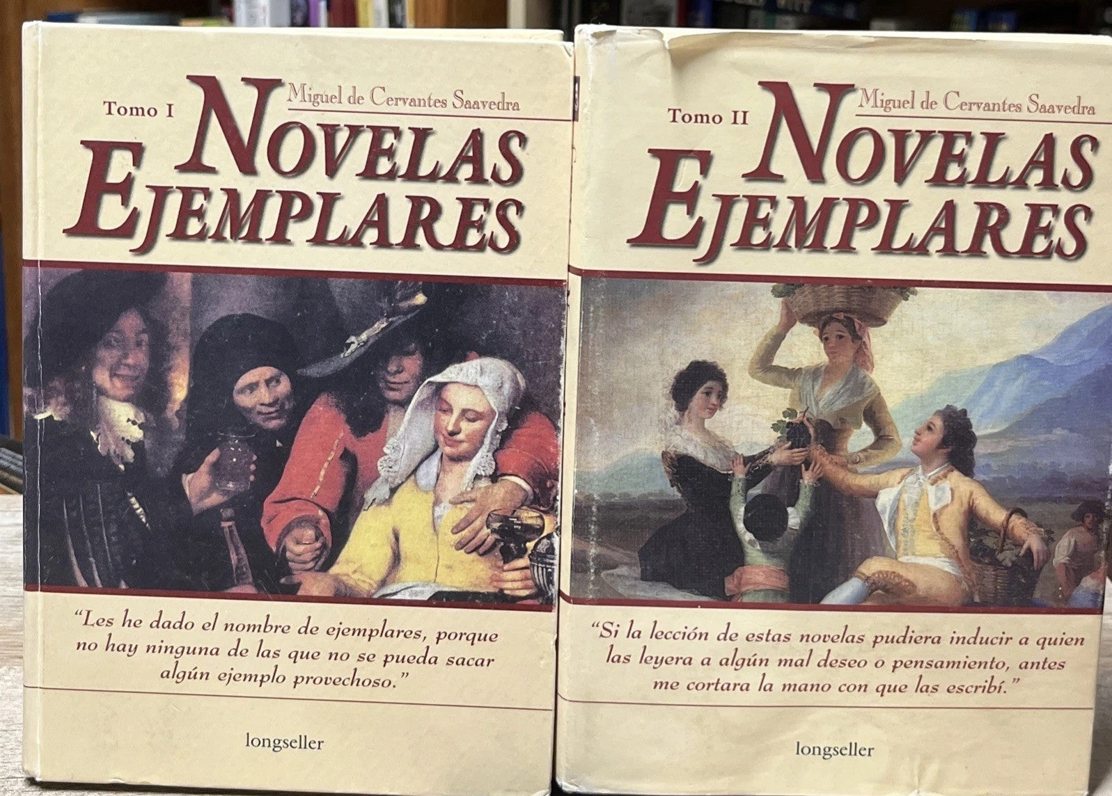 Novelas Ejemplares Hardcover Miguel de Cervantes Tomo 1 y 2  (7 y 8 ) 2001