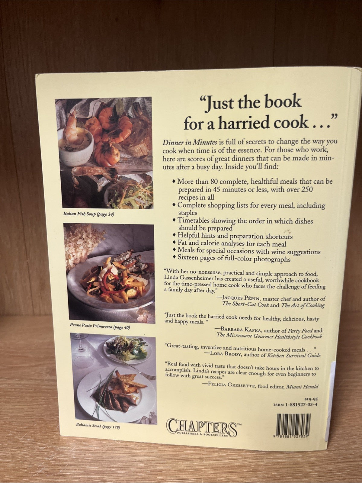 Dinner in Minutes: Memorable Meals for Busy Cooks Linda Gassenheimer SIGNED COPY