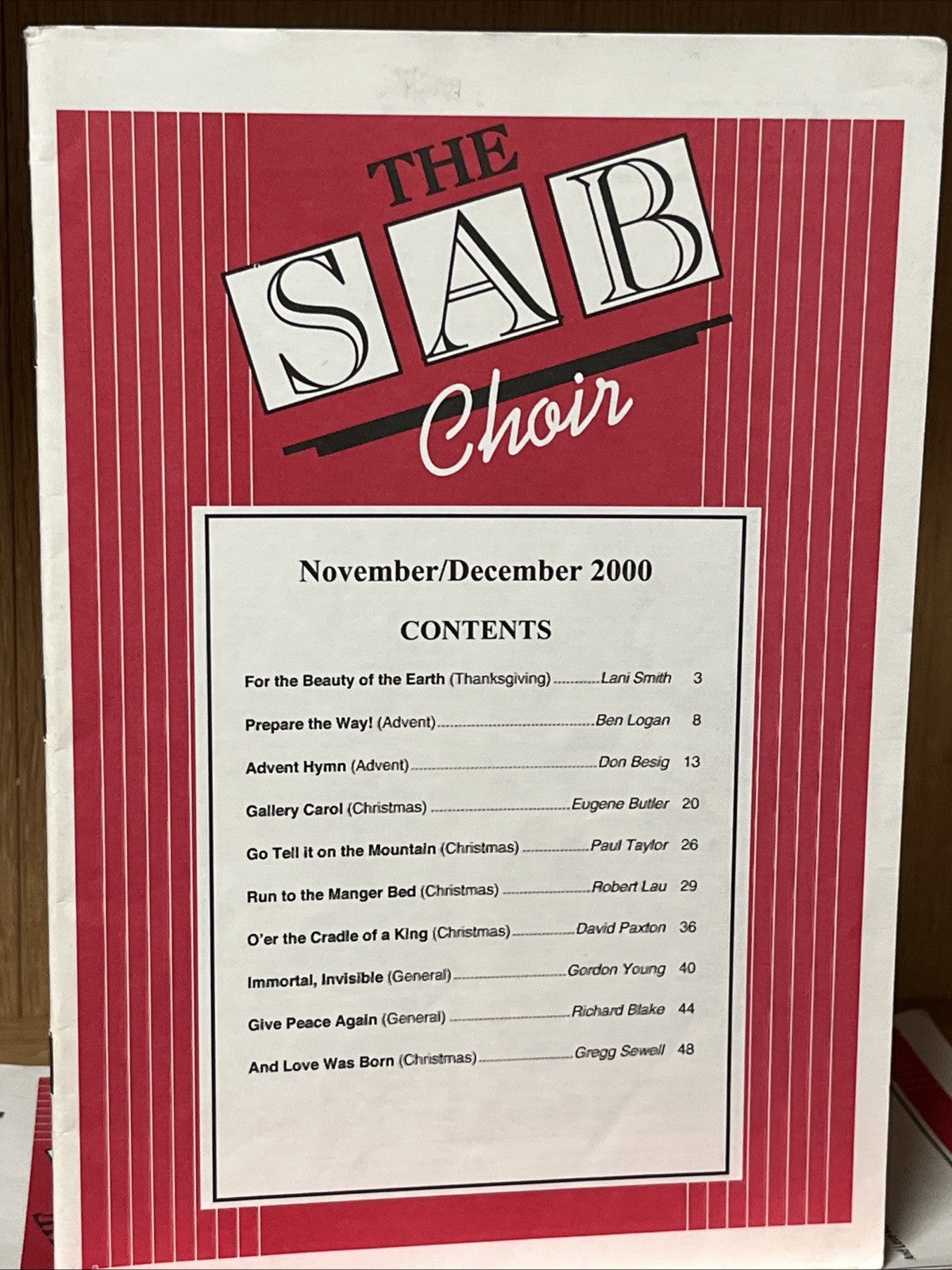 The SAB Choir, specifically the November/December 2000 issue