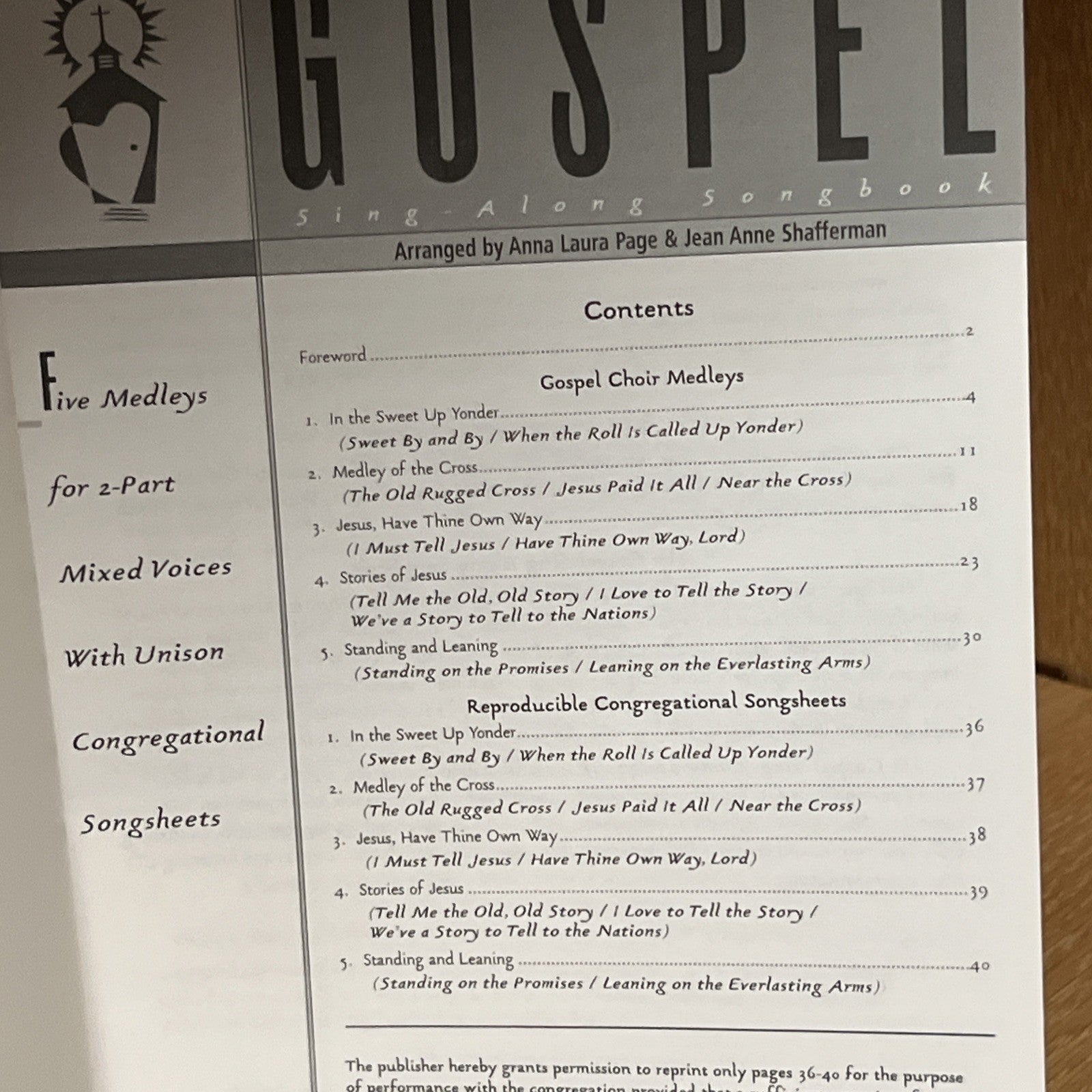 Gospel Sing Along song book by Anna Laura Page & Jean Anne Shafferman