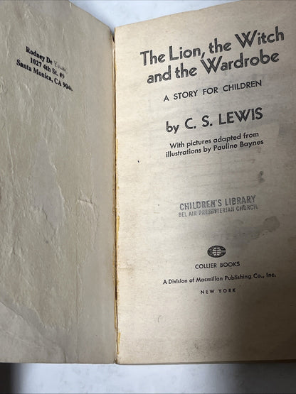 The Chronicles of Narnia Book CS Lewis 1, 2, 3, 5, & 6 Collier Books 1970s