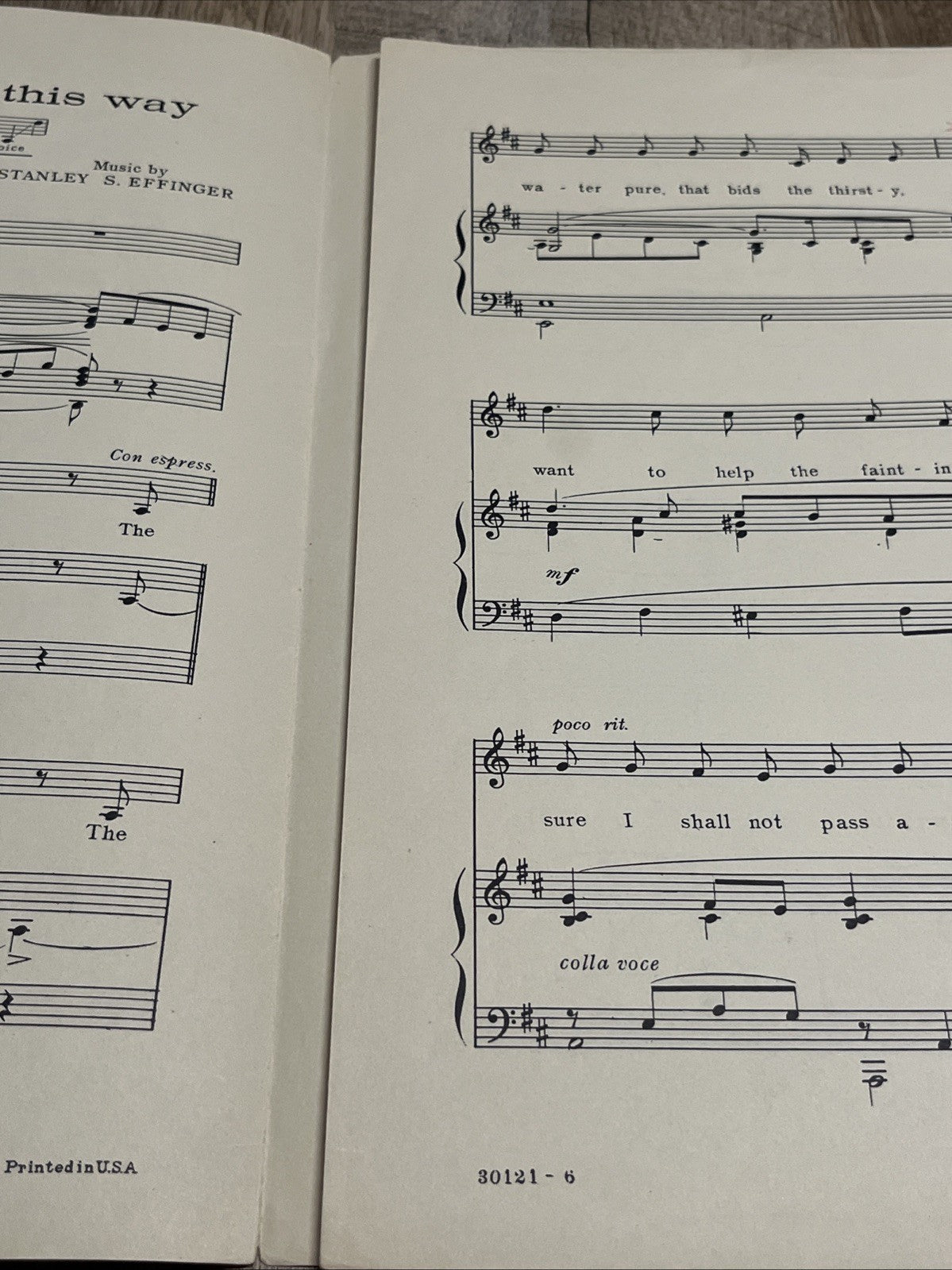 I Shall Not Pass Again This Way By Stanley S. Effinger 1924 Low Voice Music