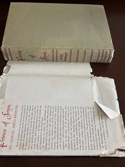 Prince Of Foxes by Samuel Shellabarger - Vintage 1947 HCDJ BCE