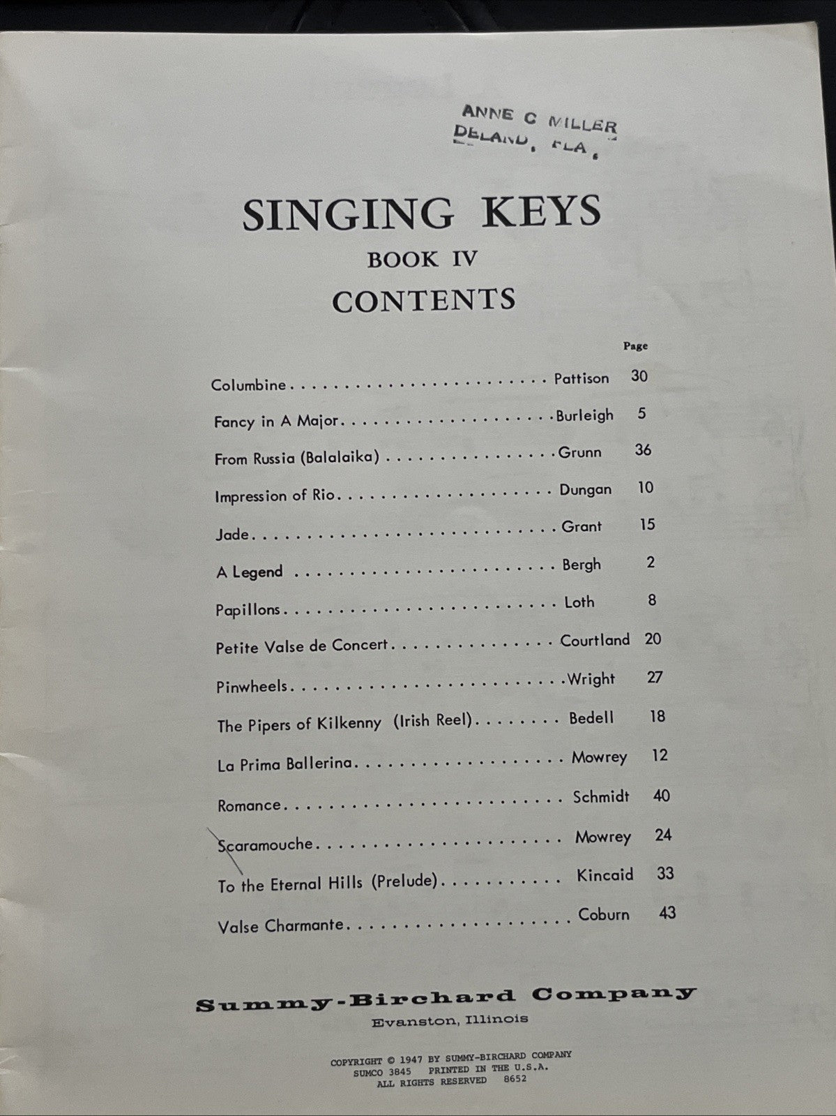 Singing Keys Graded Piano Pieces Book 3 and 5  ( 1946 / 1947 )