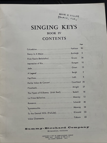Singing Keys Graded Piano Pieces Book 3 and 5  ( 1946 / 1947 )