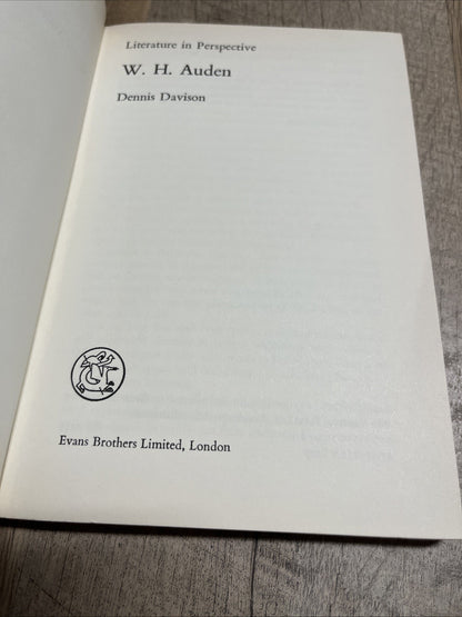 Literature In Perspective W.H. Auden by Davison Dennis - First Edition- PBK 1970