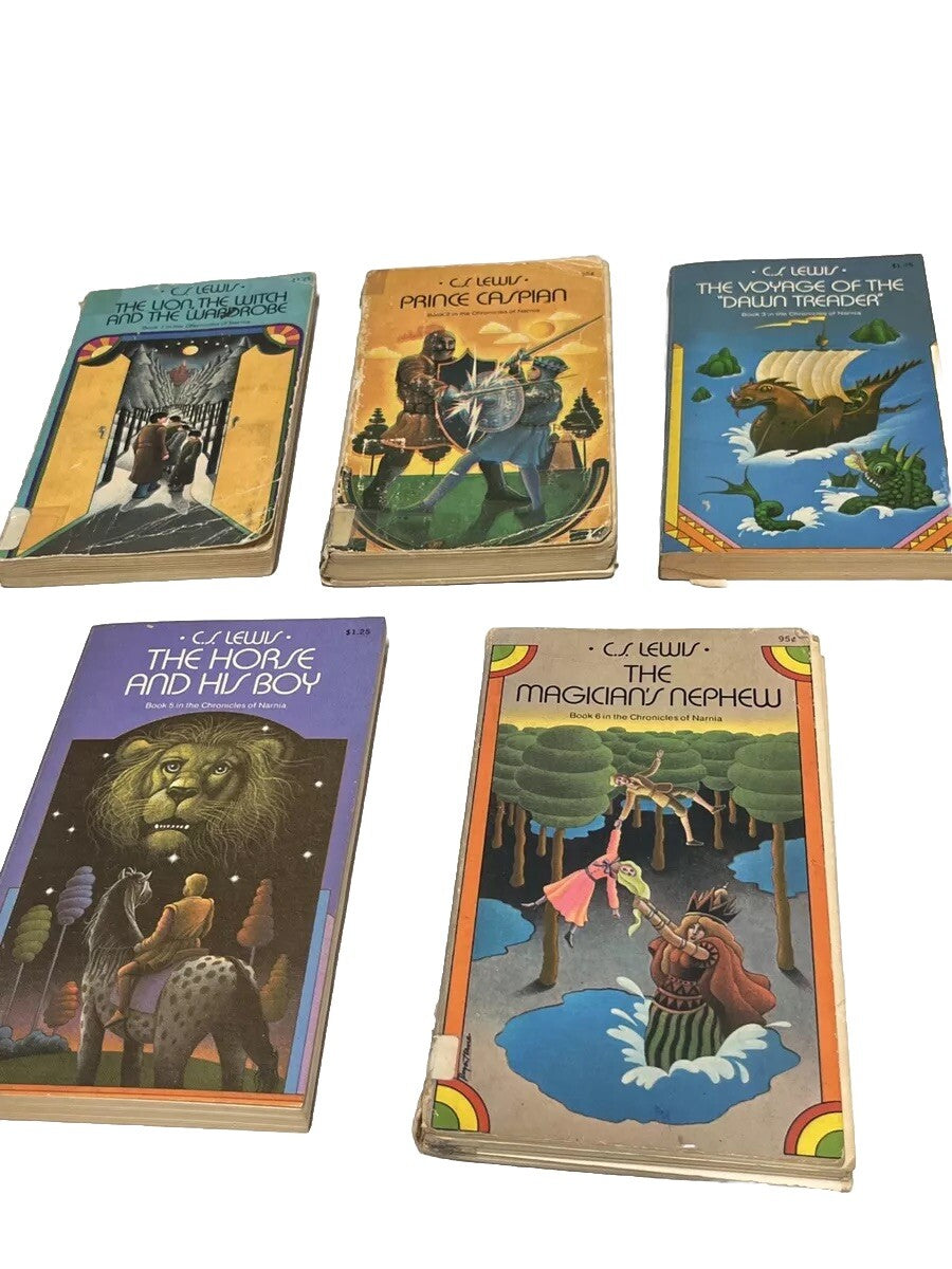 The Chronicles of Narnia Book CS Lewis 1, 2, 3, 5, & 6 Collier Books 1970s