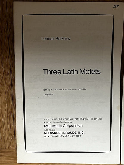 Vintage Scarlatti Exultate Deo & Three Latin Motets SATB Chorus A Cappella