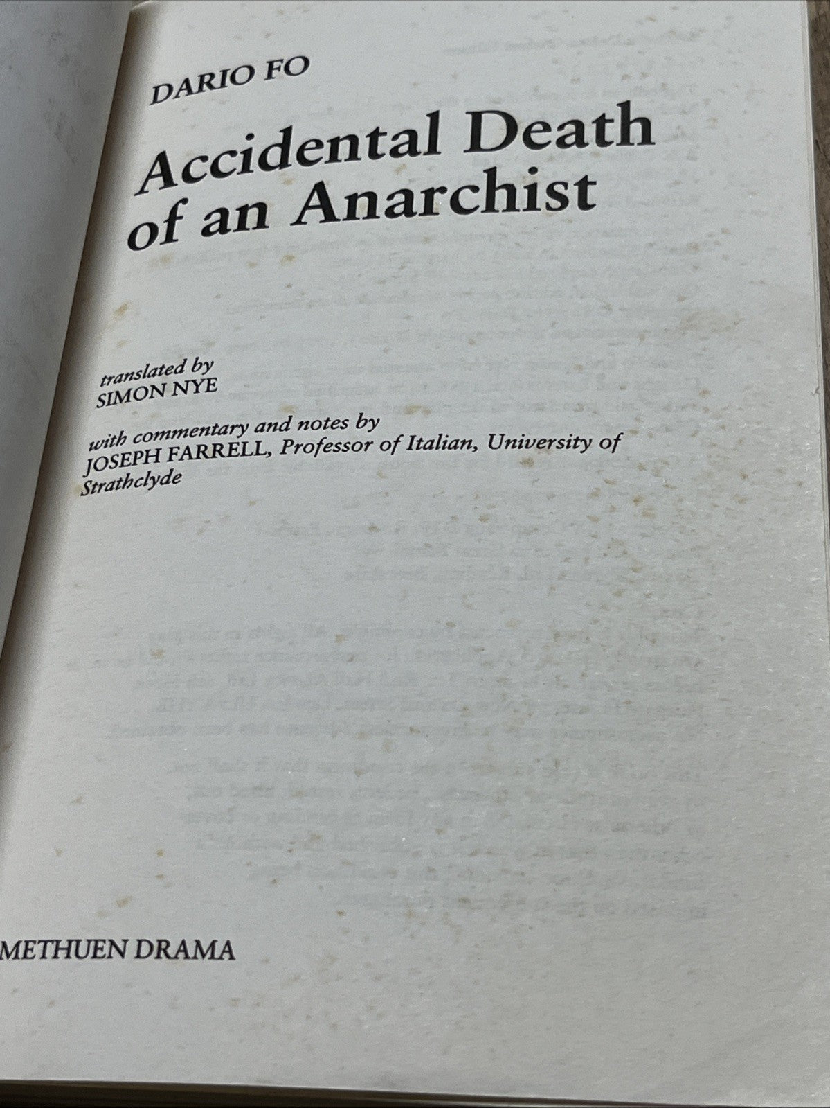 Dario Fo Translated By Simon Nye Accidental Death of an Anarchist…