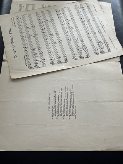 SHEET MUSIC, WHEN CHILDREN PRAY, BEATRICE FENNER, FENNER PUB... 1938/1944 (665)